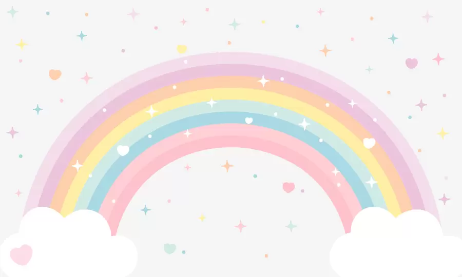 Fototapetes Krāsaina varavīksne ar zvaigznēm un sirdīm skandināvu stilā w08109