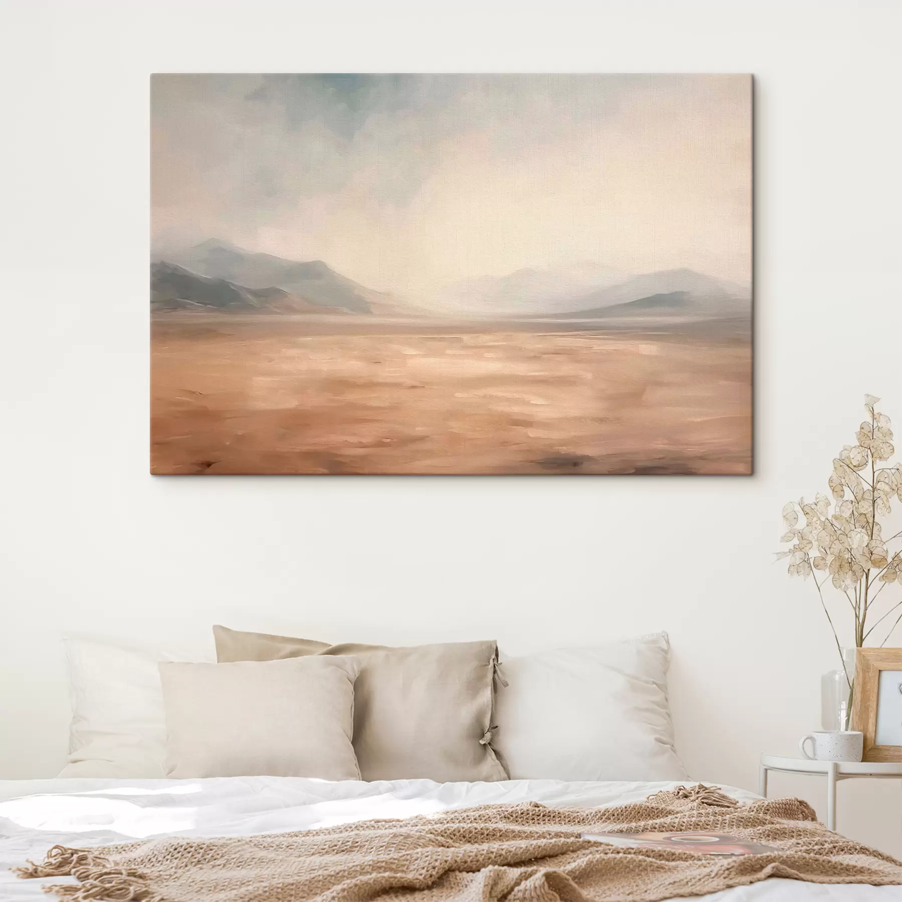 Fototapetes Tuksnesis ar kalniem fonā mierīga ainava s39835