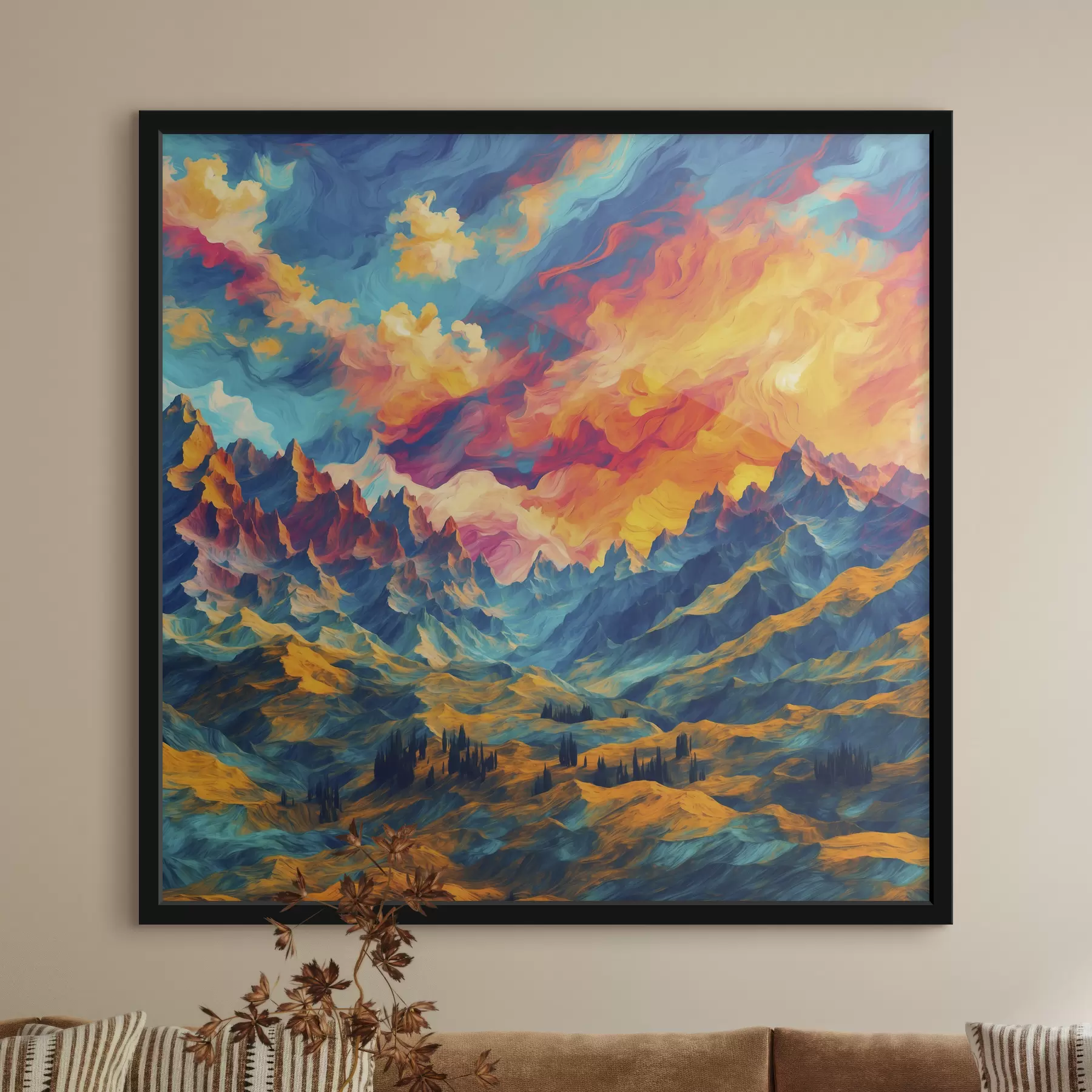 Glezna Abstrakts skats uz kalniem f39861