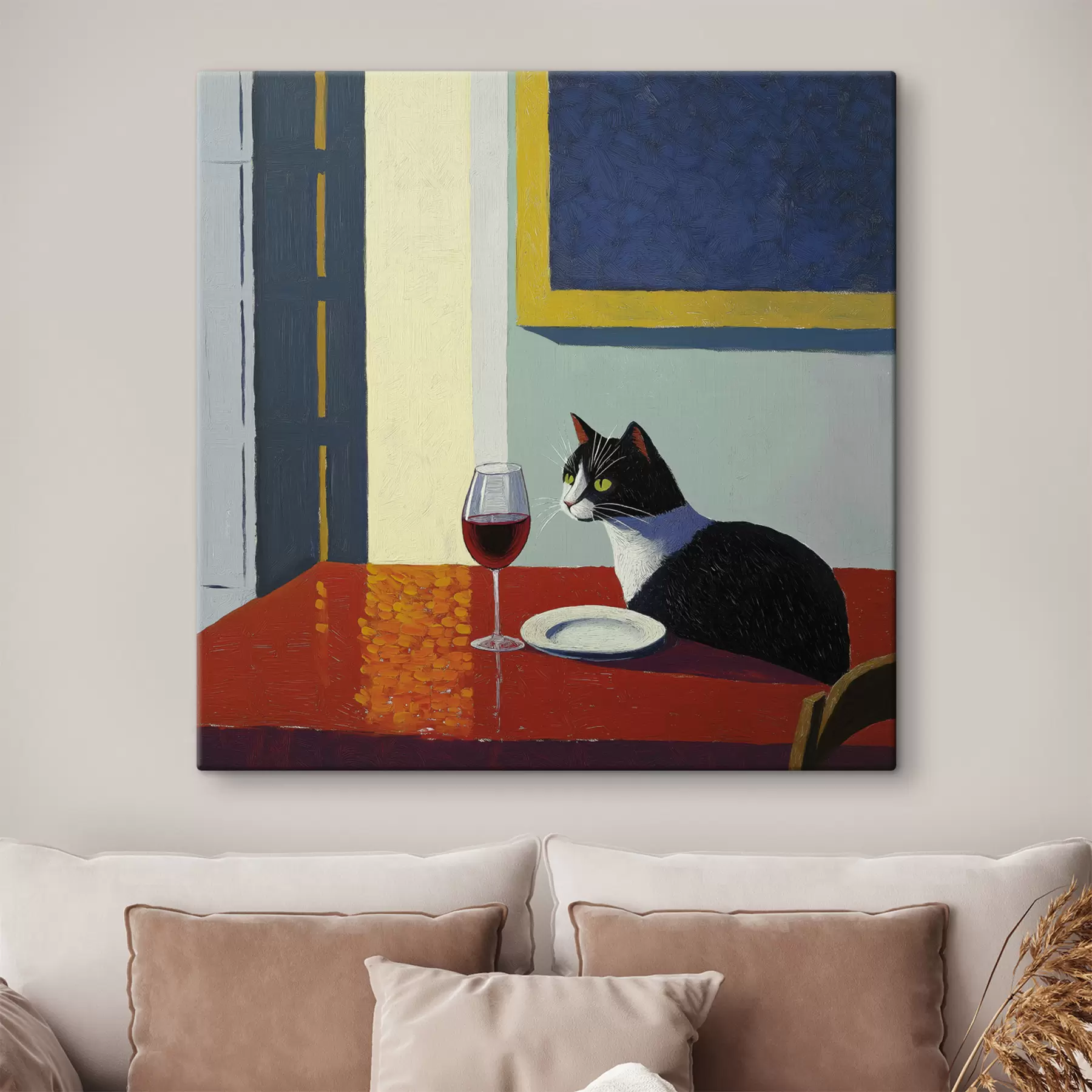 Fototapetes Kaķis un vīna glāze s39913