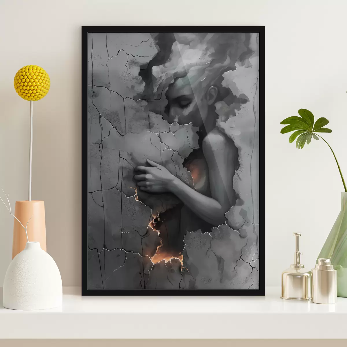 Plakāts Meitene, sienas, vaina f39994