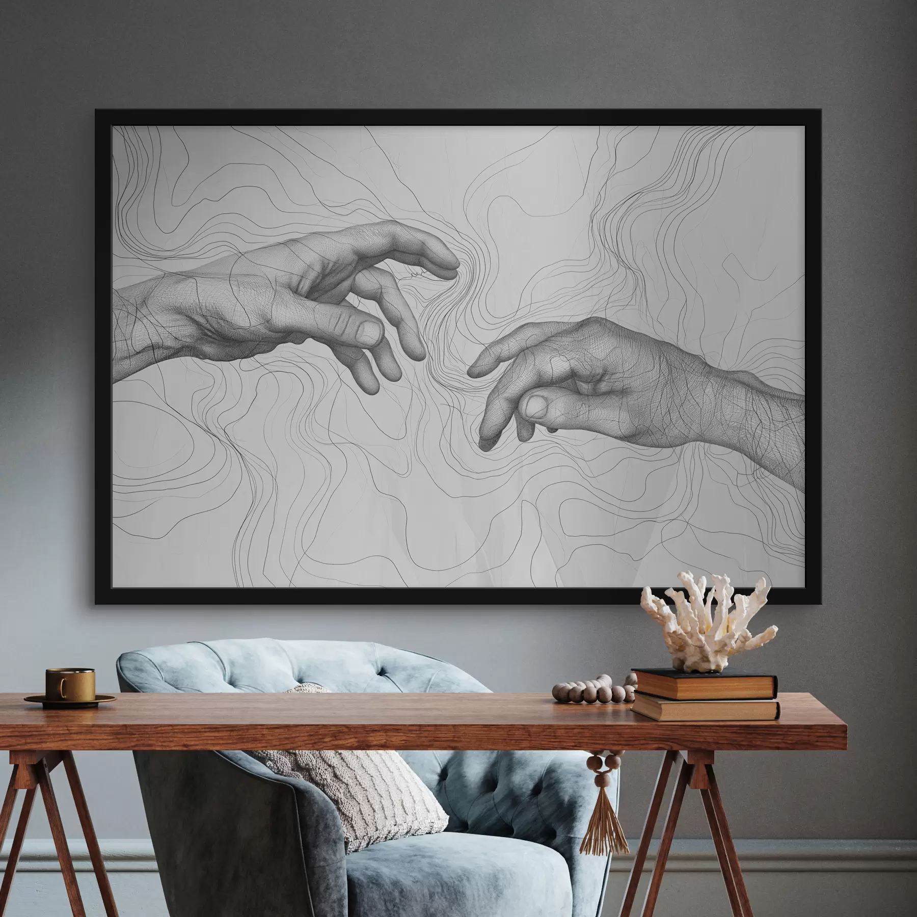 Glezna Rokas, abstrakcija, līniju zīmēšana f39999