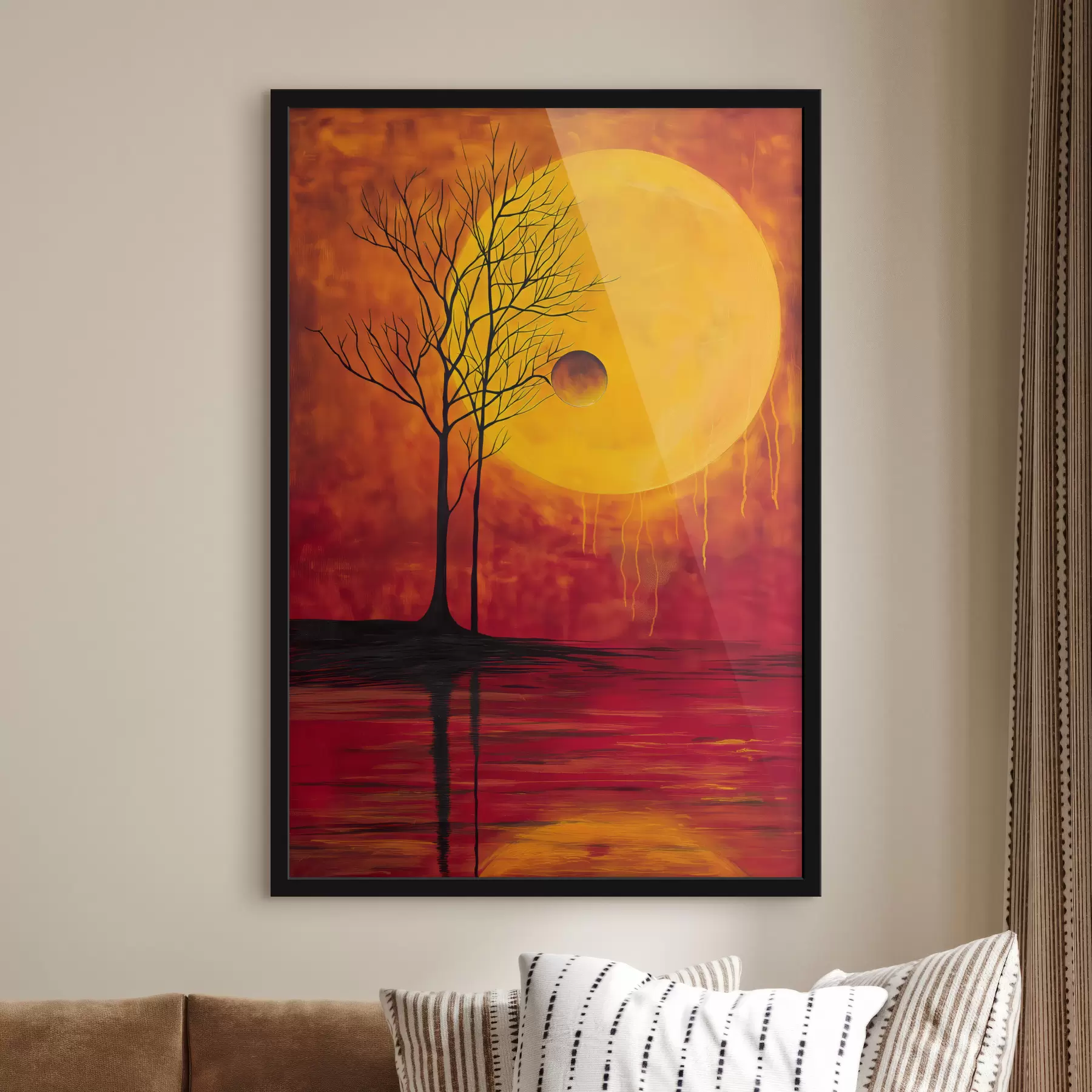 Glezna Abstrakcija, saule, sarkana, dzeltena f40005