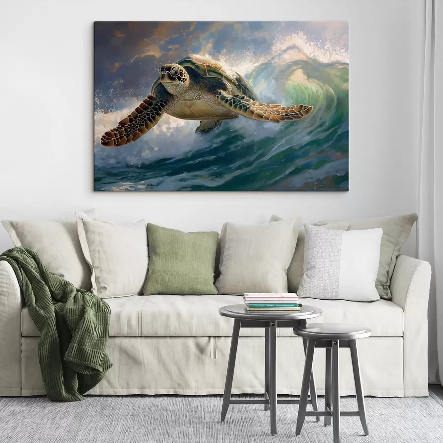 Glezna Bruņurupucis, ūdens, zaļš, zils s40001