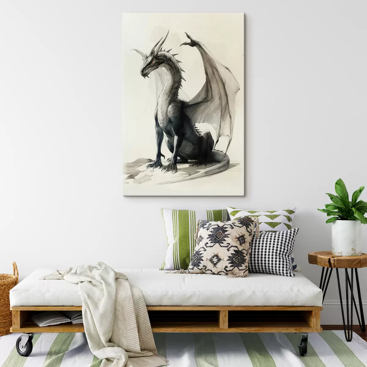 Glezna Pūķis, krāsas, akvarelis, bēšs s40003