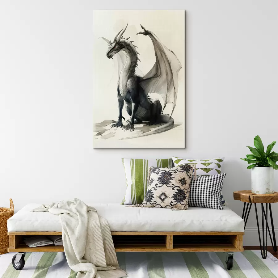 Glezna Pūķis, krāsas, akvarelis, bēšs s40003