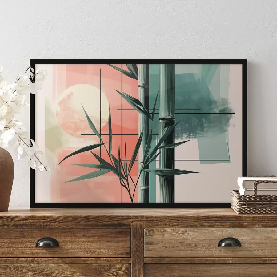 Fototapetes Abstrakts ar bambusu un sauli f39898