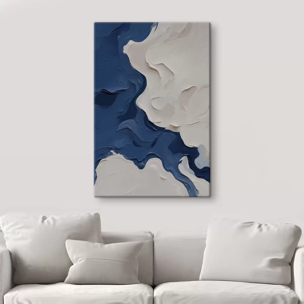 Glezna Abstrakcija ar balto un zilo eļļas krāsām s40058