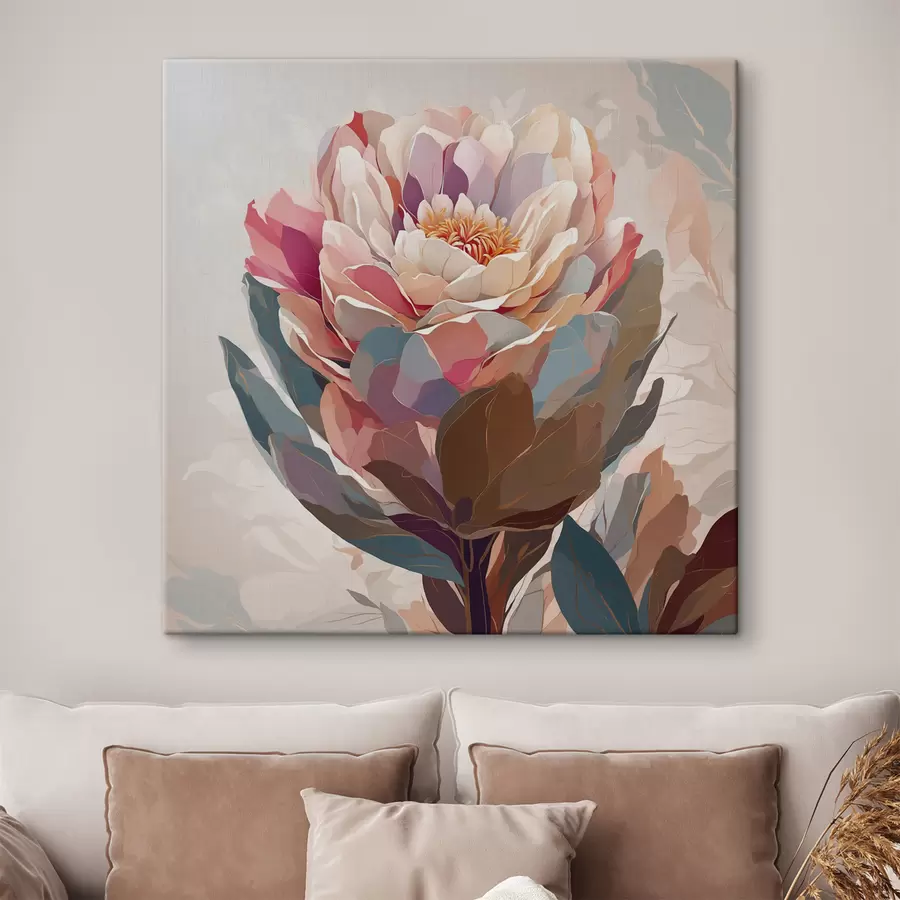 Glezna Zieds ar daudzkrāsainām ziedlapiņām s40060