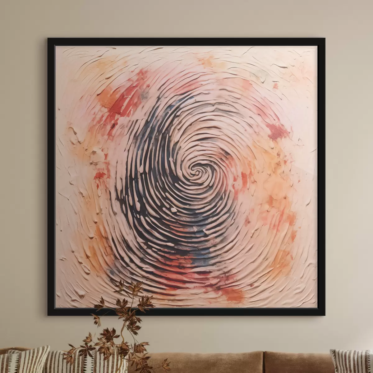 Plakāts Pirkstu nospiedumi krāsā, bēšs, sarkans, oranžs, oranžs, dzeltens, melns f40105