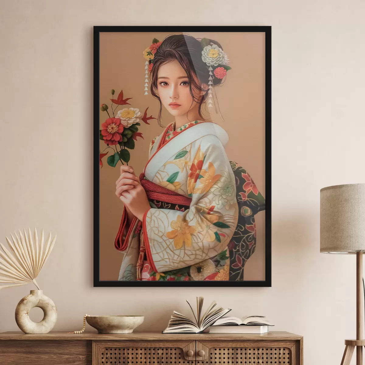 Plakāts Japāniete skaistā kimono f40108
