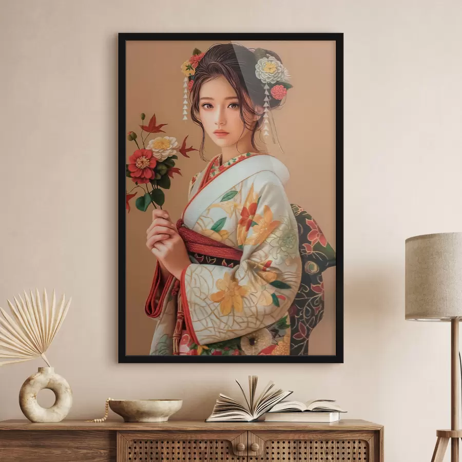 Fototapetes Japāniete skaistā kimono f40108