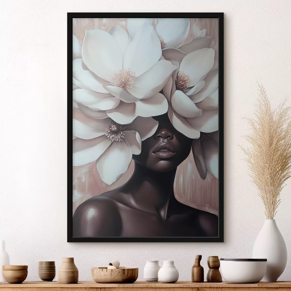 Plakāts Sieviete ar ziediem galvā f39899