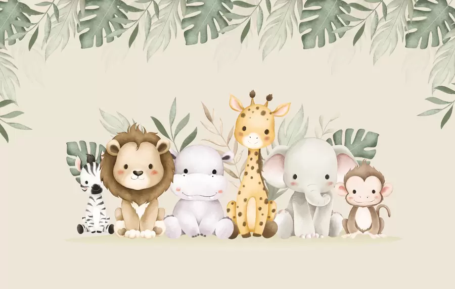 Fototapetes safari dzīvnieki ar akvareļu krāsām w01406