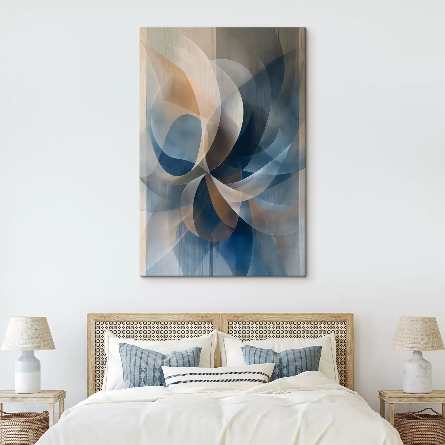 Fototapetes zils bēšs abstrakts zieds s40245