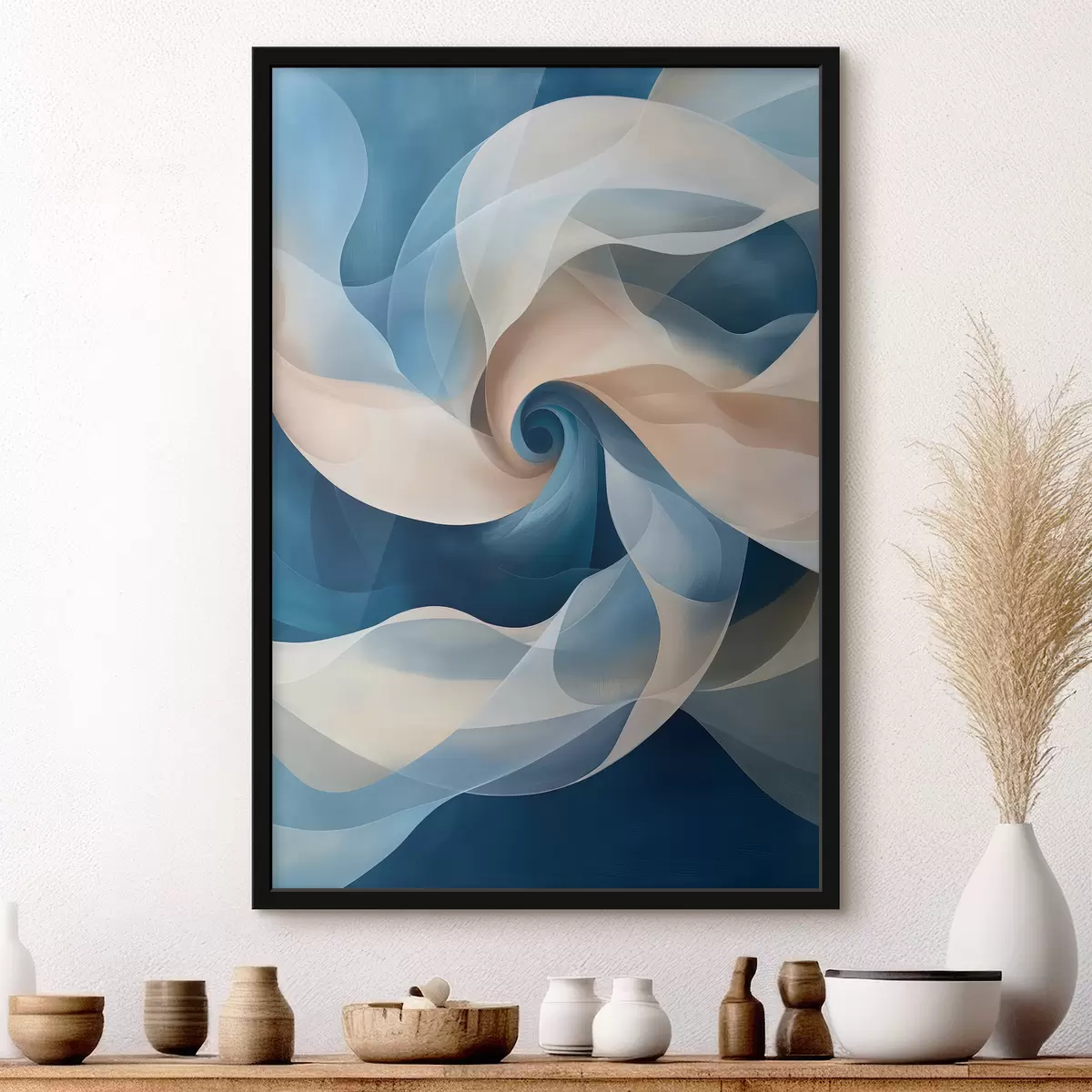 Plakāts abstrakts virpulis bēšzils f40249