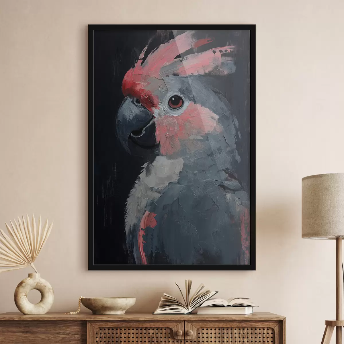 Plakāts Papagailis ir krāsots ar akrilu f40266