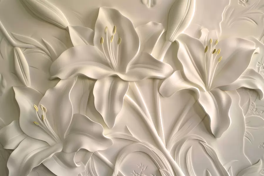 Fototapetes Lielu bēšu liliju bareljefs w01434