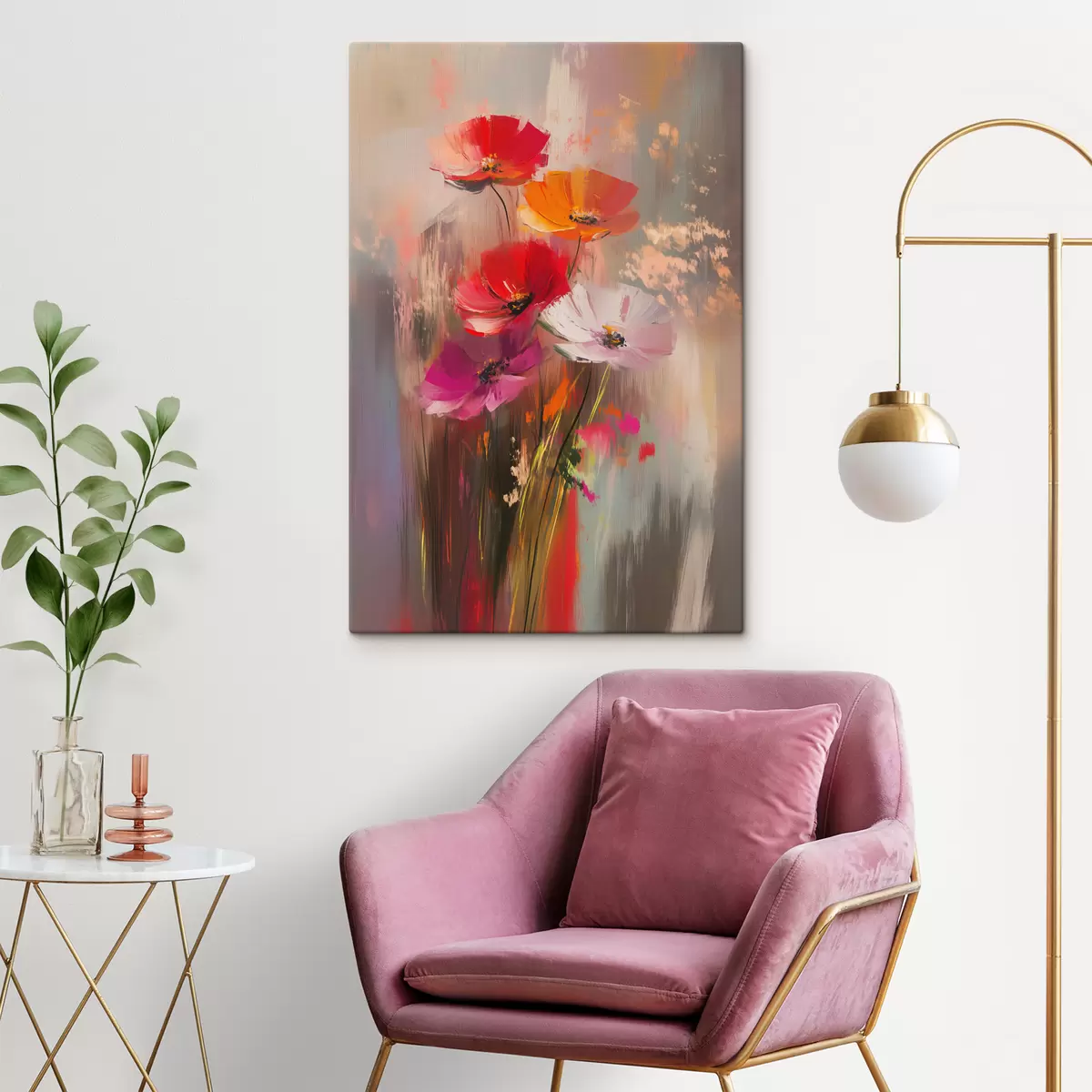 Glezna Abstrakti spilgti ziedi ar otas triepieniem s40283