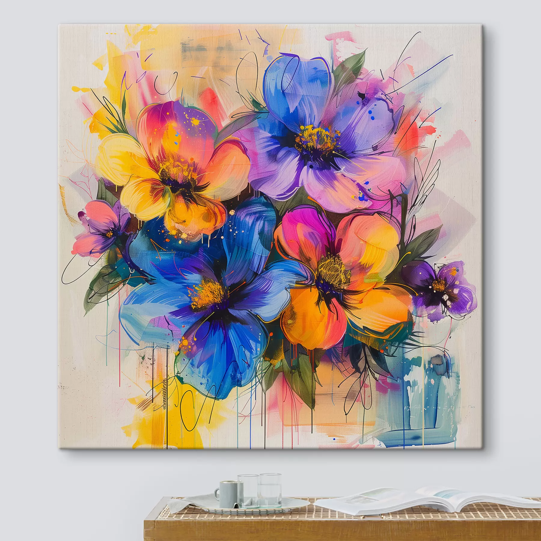 Fototapetes Ziedi uz abstrakta fona s40373