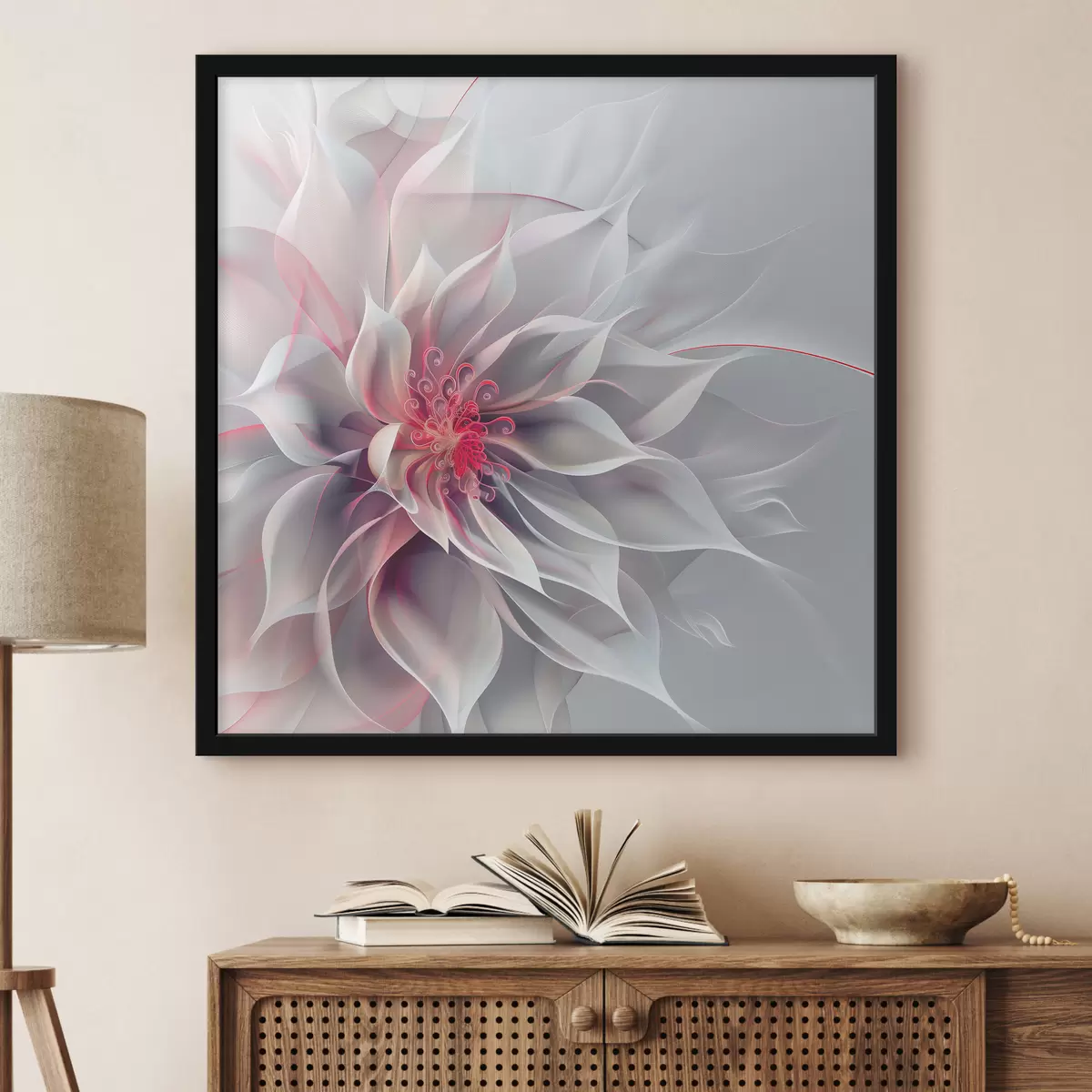 Plakāts Balts abstrakts zieds f40360