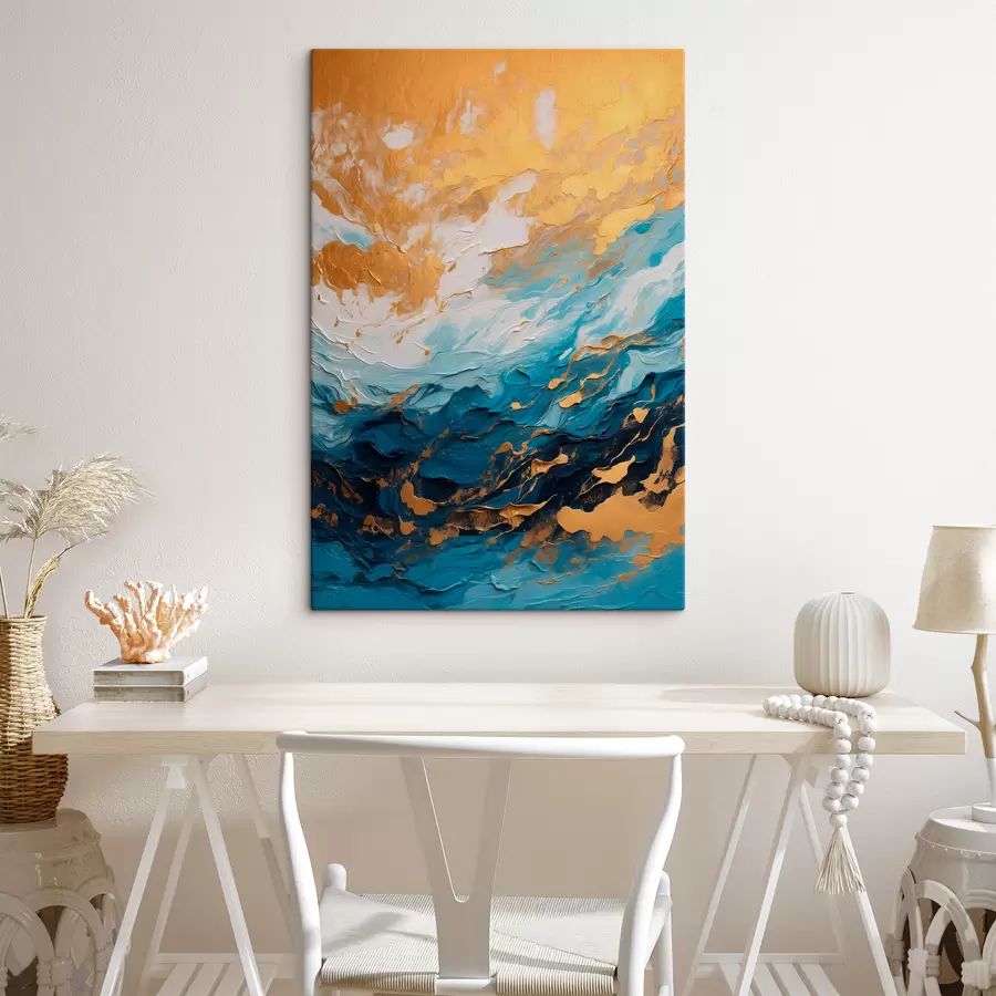 Glezna Abstrakta glezna ar zilu un baltu krāsu s40328