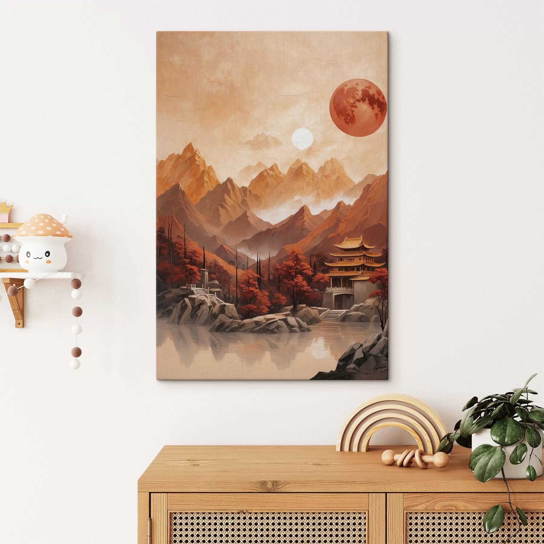 Fototapetes Ķīniešu vēsturiska ēka kalnos s40330