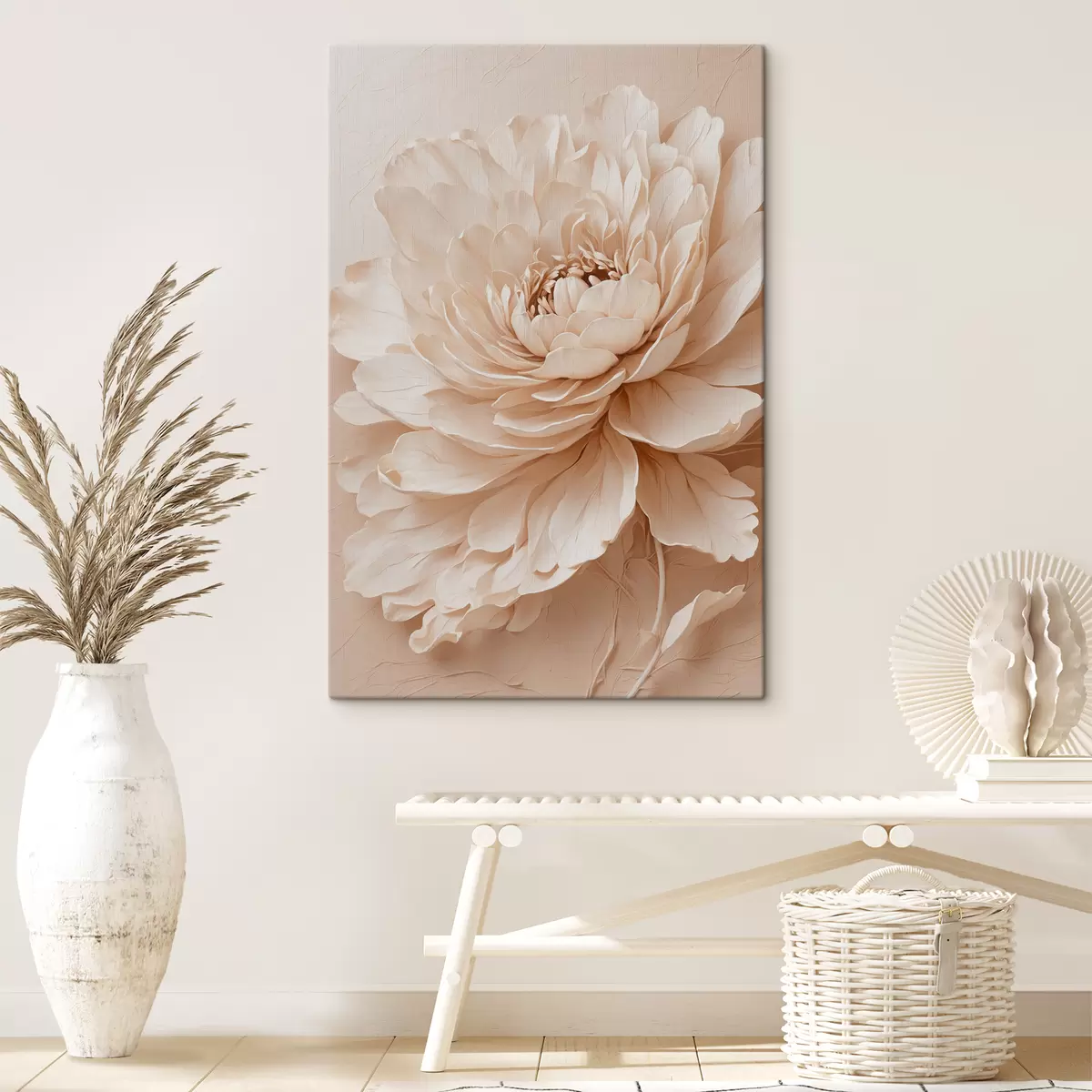 Glezna Bēšs zieds uz bēša fona s40331