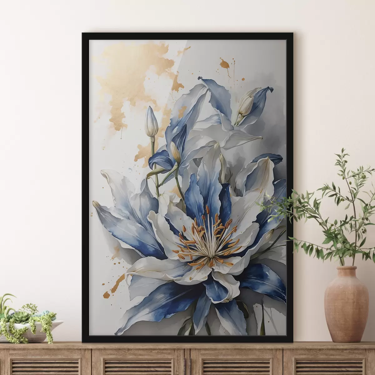 Plakāts Lilija uz balta fona f40329