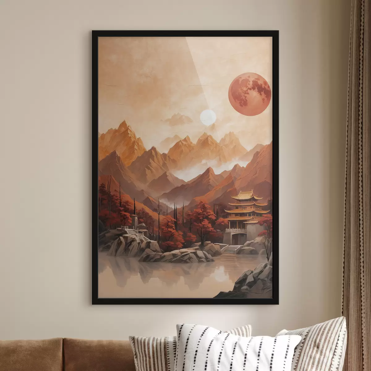 Plakāts Ķīniešu vēsturiska ēka kalnos f40330
