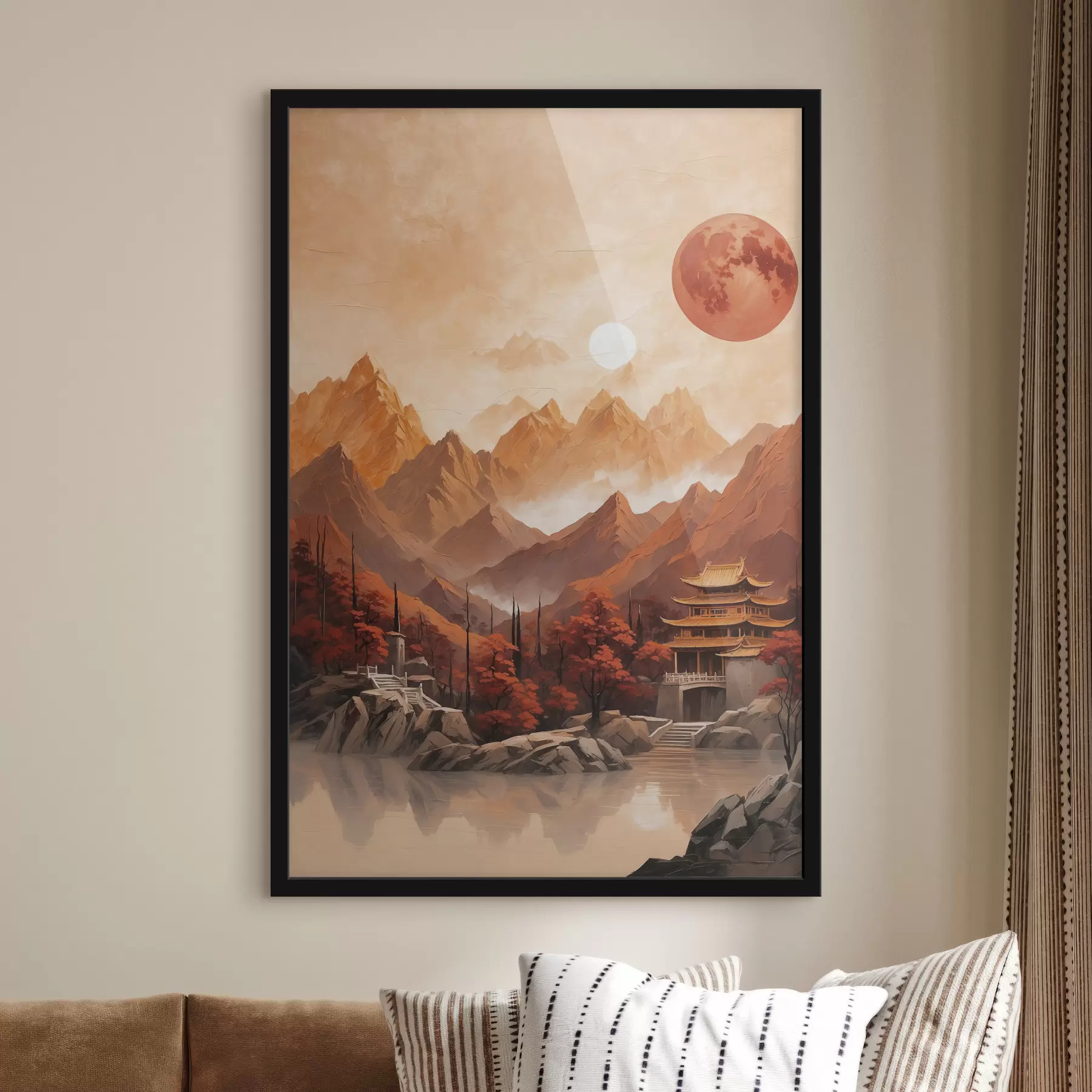 Fototapetes Ķīniešu vēsturiska ēka kalnos f40330