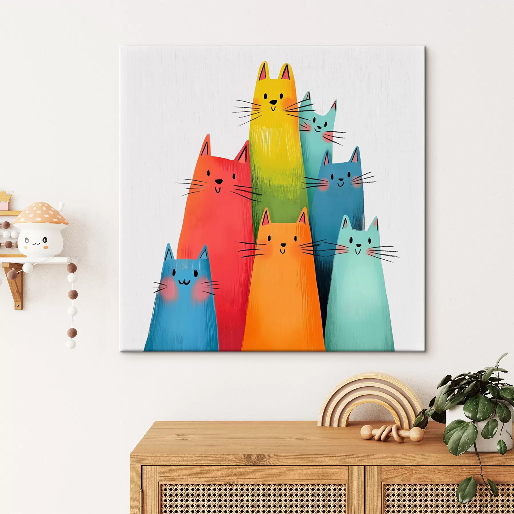 Glezna Abstrakti daudzkrāsaini kaķi s40041