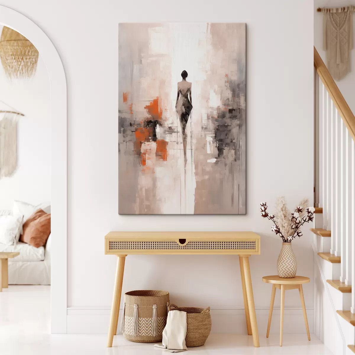 Glezna Abstrakts sievietes siluets, nobrāzumu un otas triepienu imitācija s40485