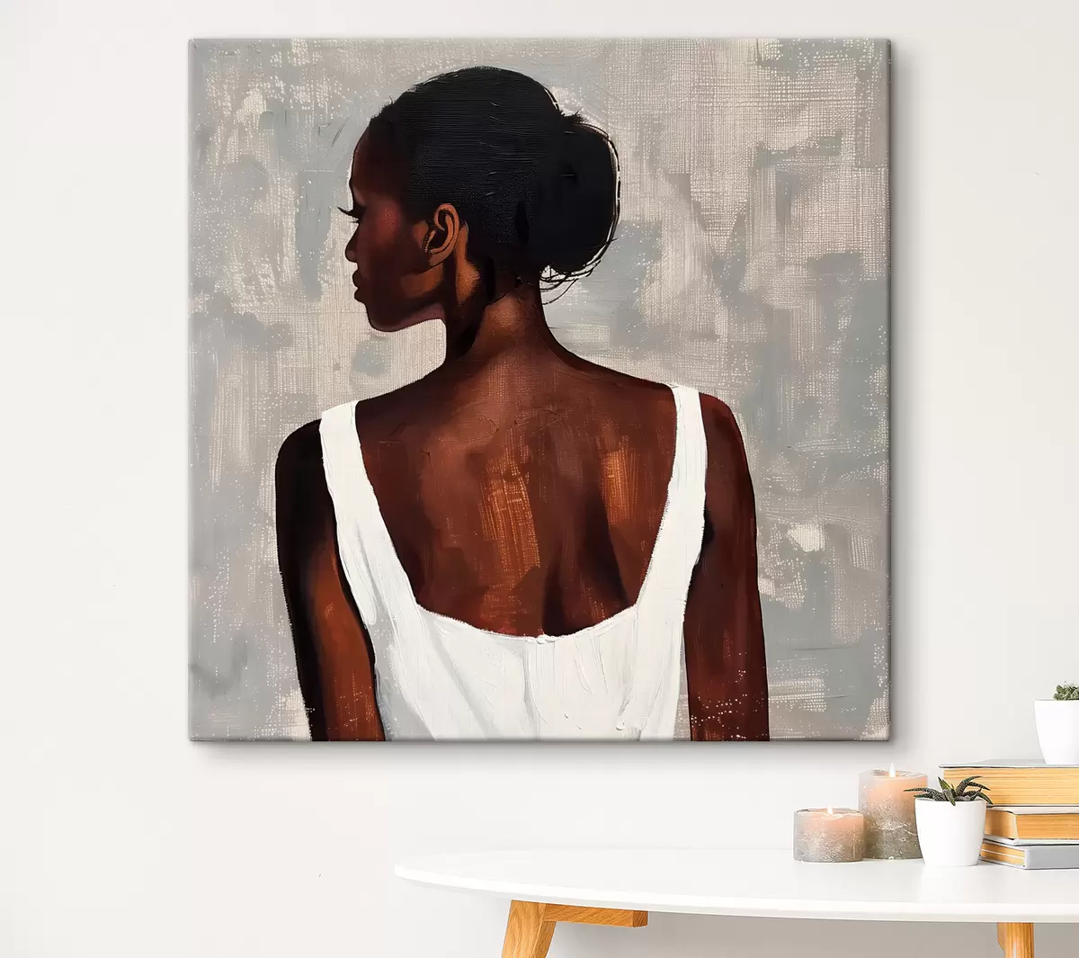 Glezna Meitene baltā kleitā s40440