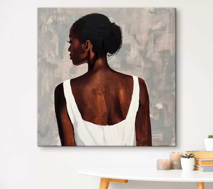 Glezna Meitene baltā kleitā s40440