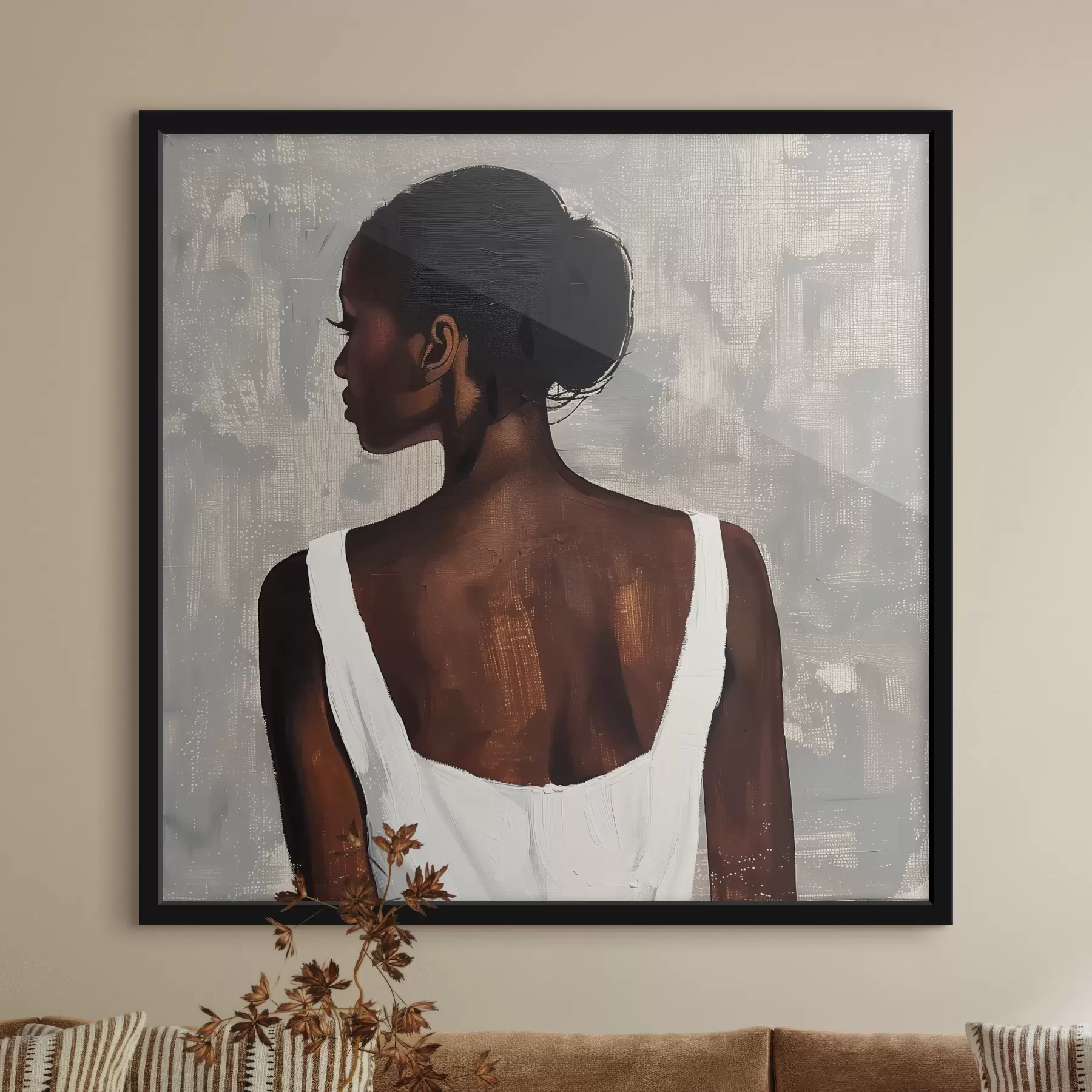 Glezna Meitene baltā kleitā f40440