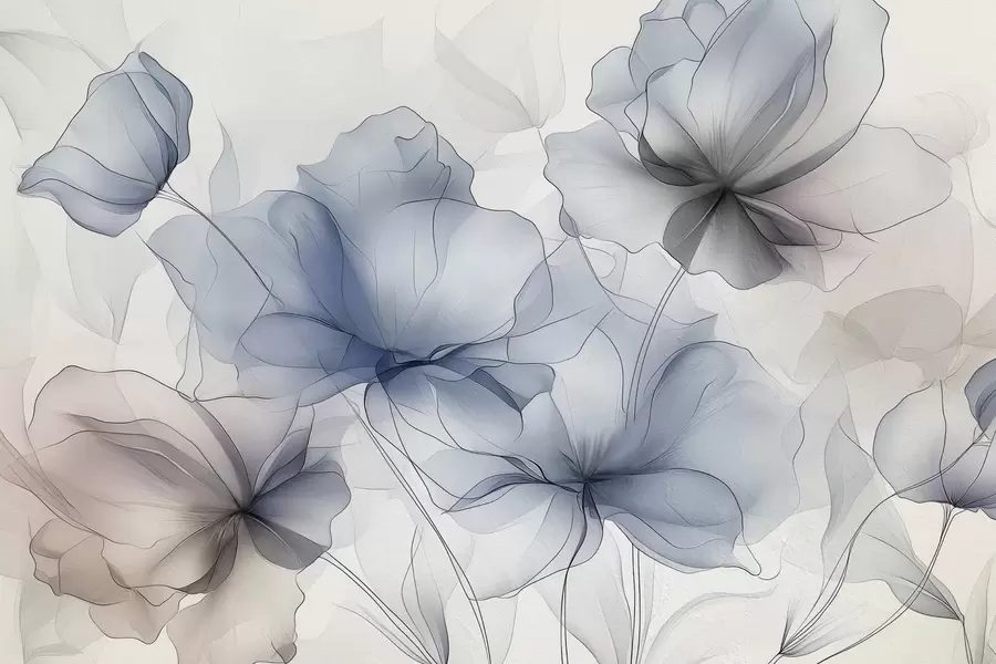 Fototapetes Abstrakti ziedi uz betona sienas w01037