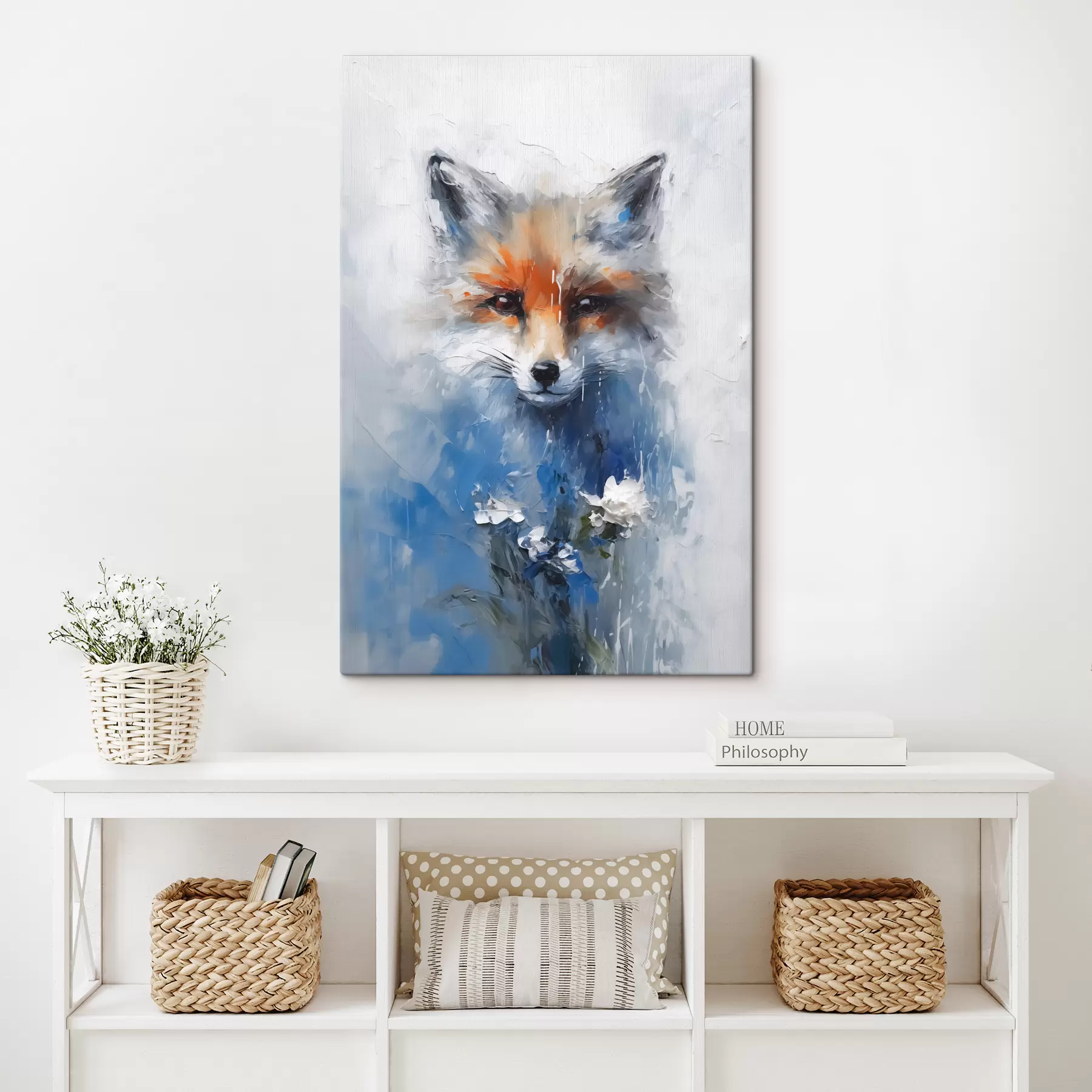 Fototapetes Abstrakts lapsas portrets zilos krāsas plankumos s40524