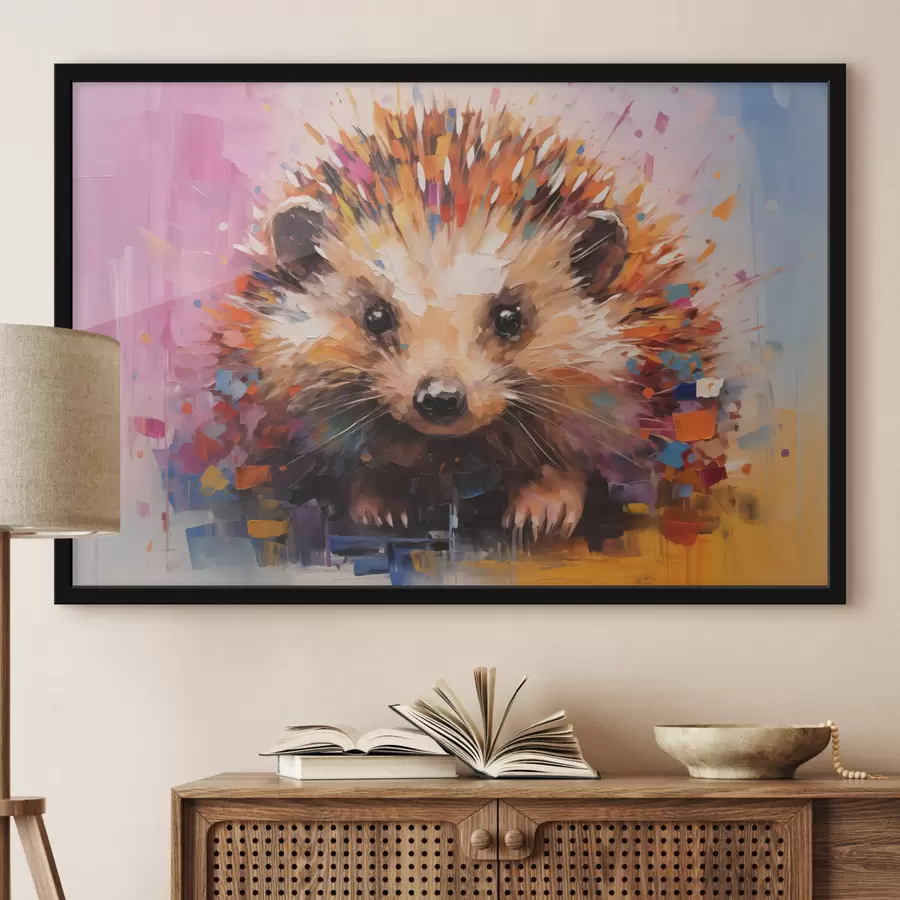 Fototapetes Ezīša portrets spilgtās krāsās, dzeltenā, violetā, zilā, oranžā, brūnā krāsā f40532