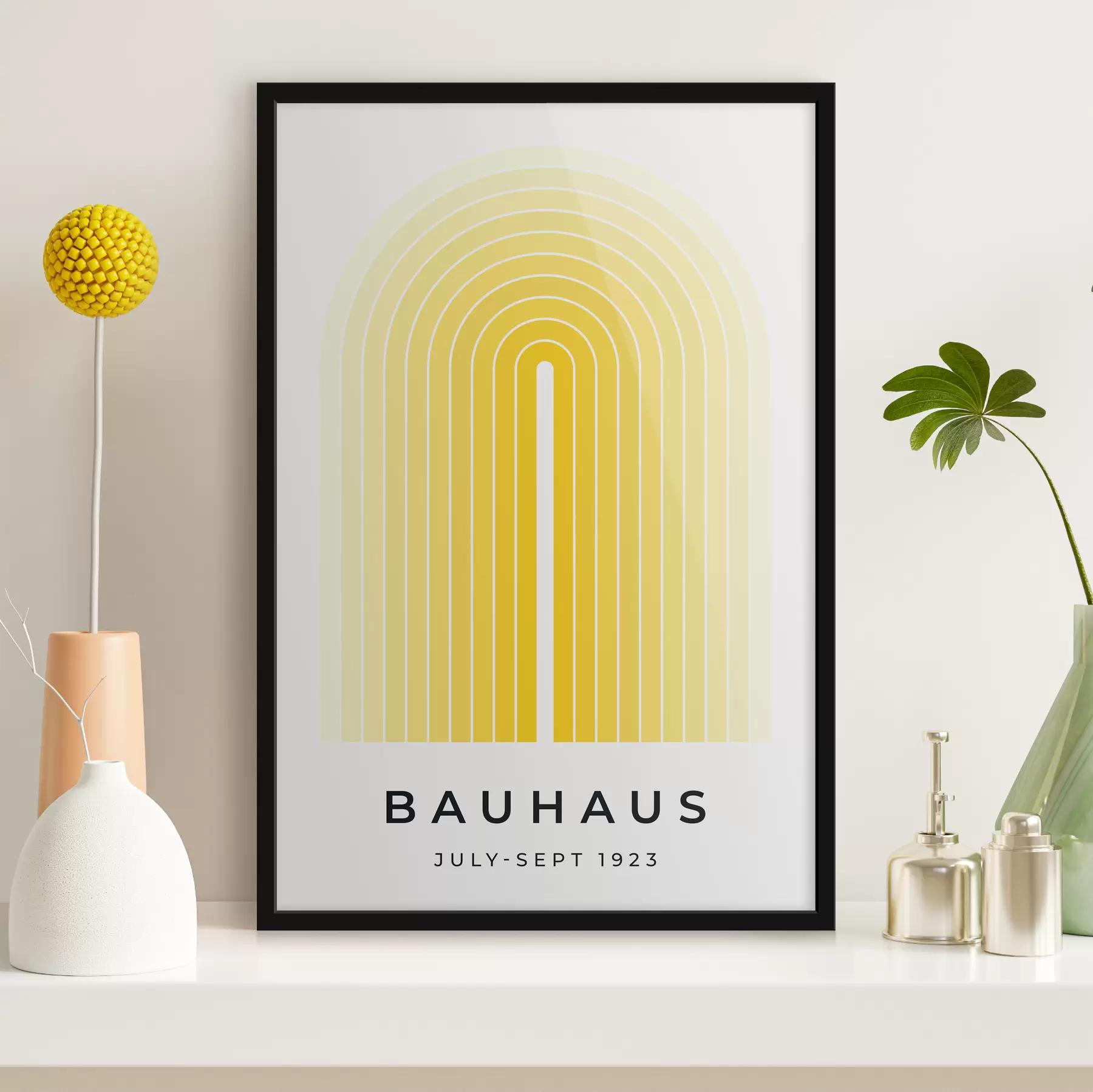 Glezna Bauhaus abstrakcija dzeltenā krāsā f40536