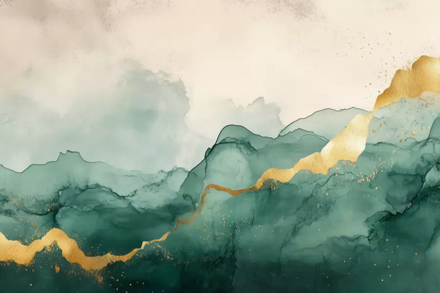 Fototapetes Vintage smaragda akvareļu kompozīcija w01362v1