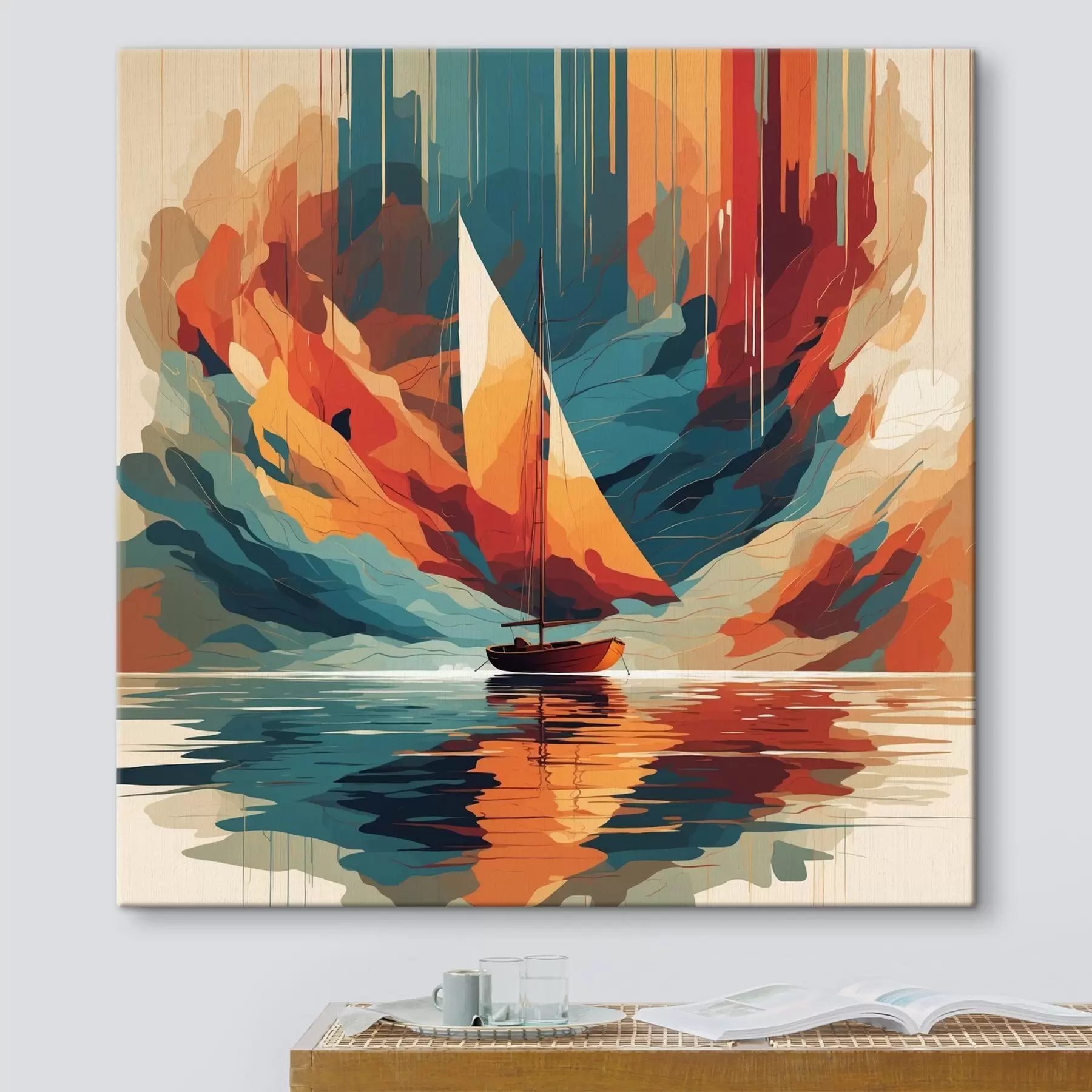 Fototapetes Laiva uz ezera vektorgrafikā s40462