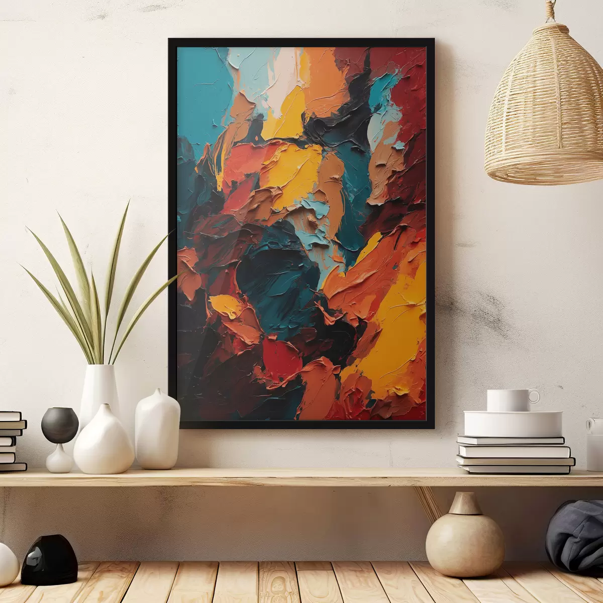 Plakāts Abstrakta daudzkrāsaina eļļas glezna f40457