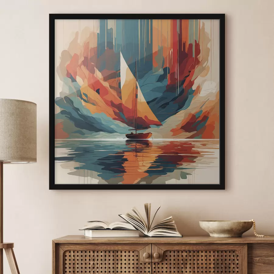 Glezna Laiva uz ezera vektorgrafikā f40462