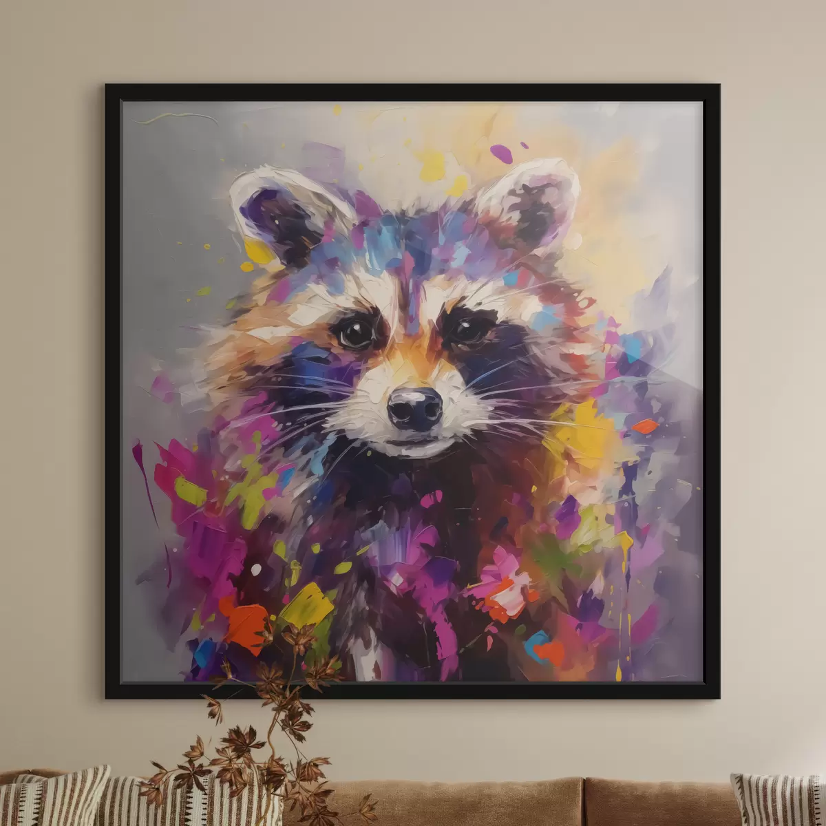 Plakāts Meteņtārpiņa abstraktais portrets spilgtās krāsās f40691