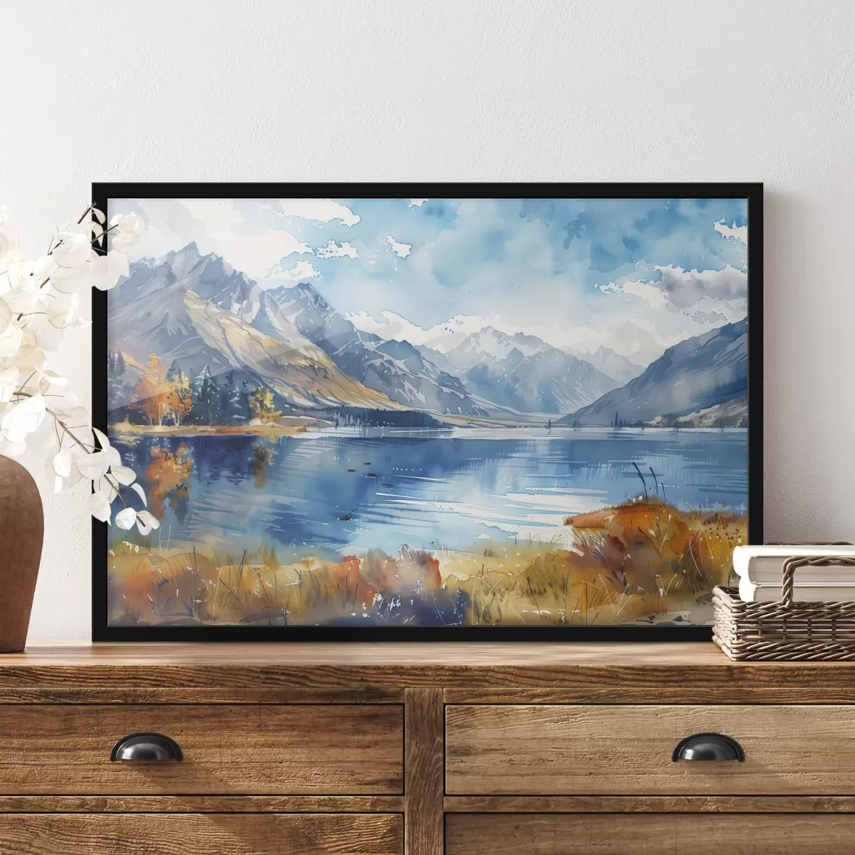 Plakāts Akvareļu kalnu ainava, rudens krāsas f40308