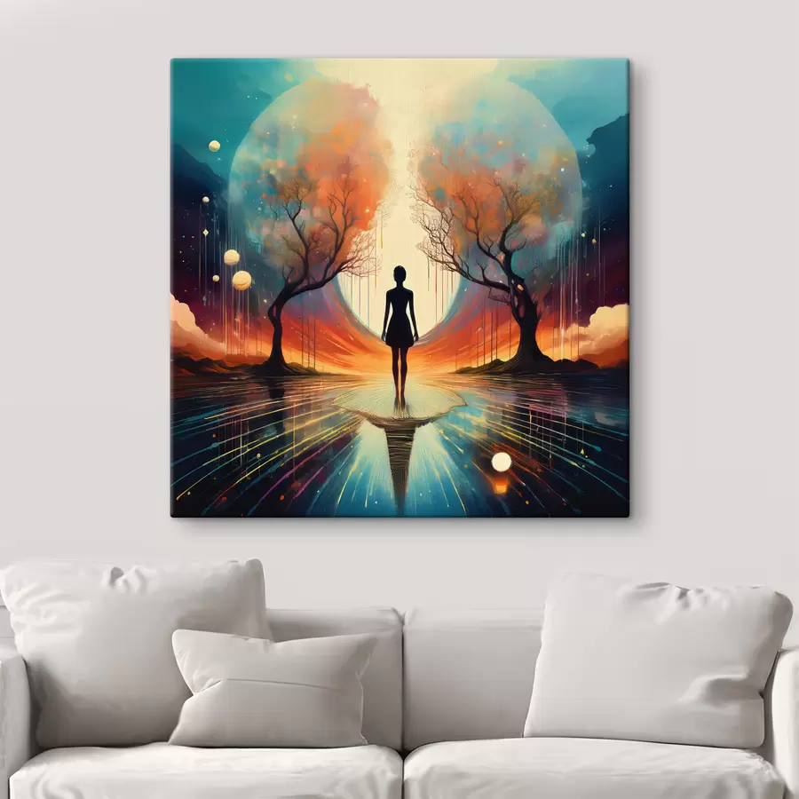 Glezna siluets starp kokiem, pašizziņa, pašrefleksija s40713