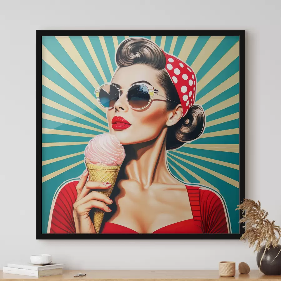 Fototapetes meitene ar saldējumu, pop art, pin-up, retro f40718