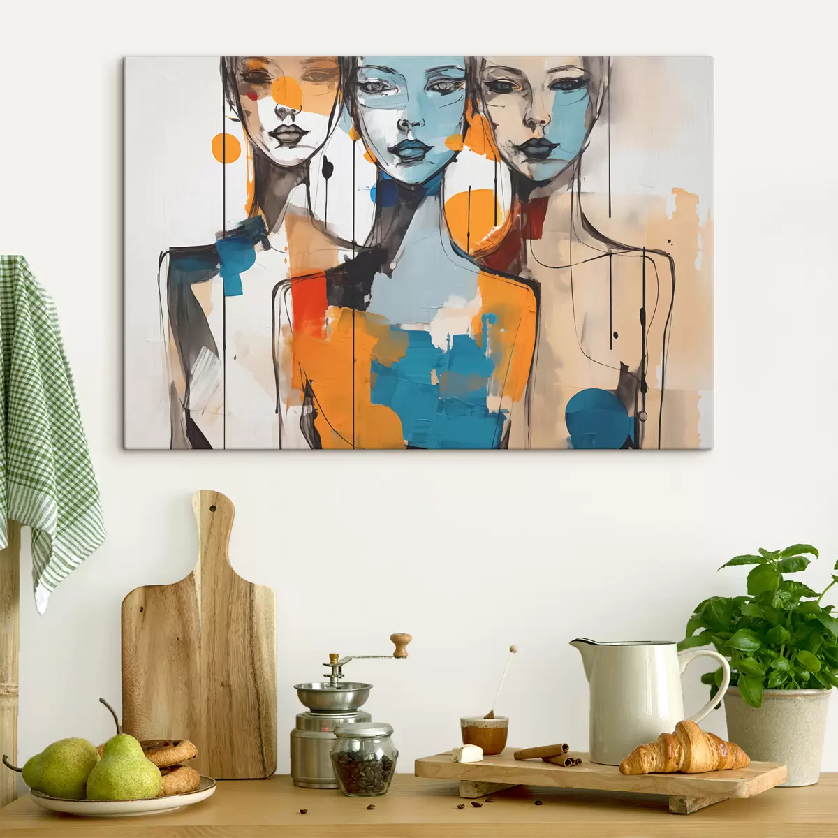 Glezna Sieviešu abstraktie portreti akvarelis krāsu plankumos s40746