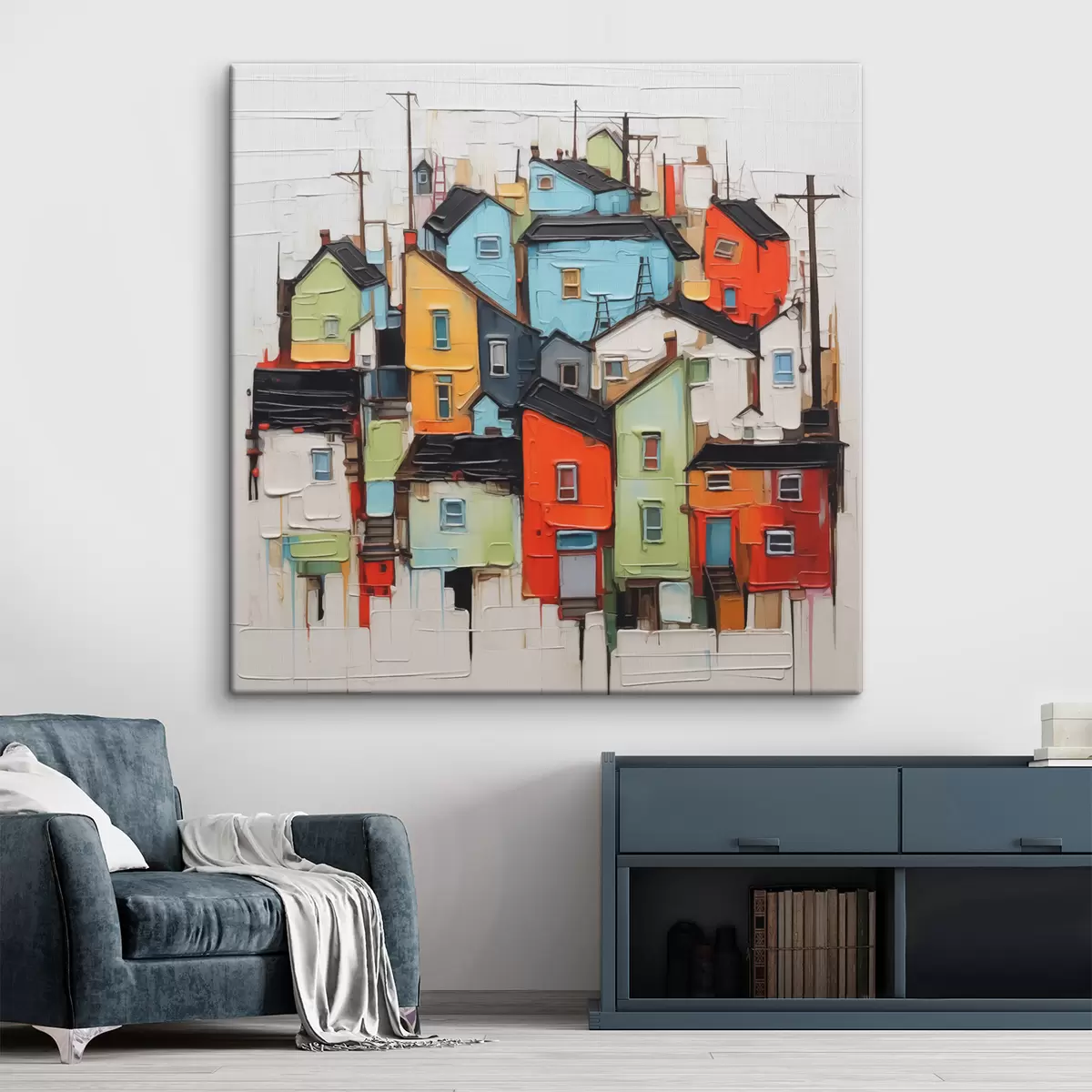 Glezna Abstraktas mājas imitācija triepienu ar otu s40760